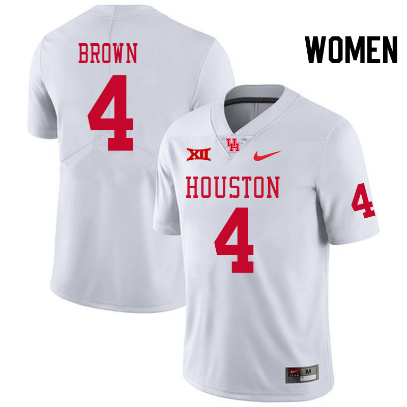 Women #4 Samuel Brown Houston Cougars Big 12 XII College Football Jerseys Stitched-White